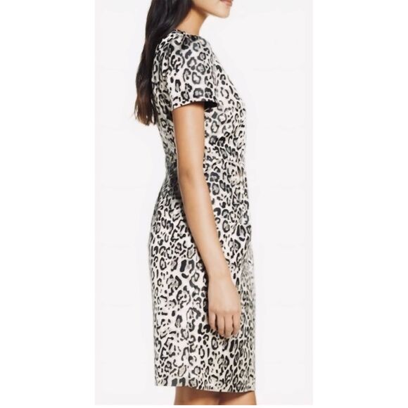 Rachel Parcell Ivory/Gold Metallic Cheetah Print Jewrl Neck Dress, NWOT, XS - Picture 2 of 11